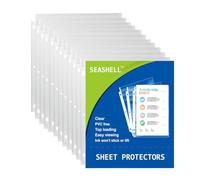 Seashell Paquete de 200 protectores de hojas resistentes de 8.5 x 11 pulgadas, protectores de papel transparente para carpeta de 3 anillas, fundas de plástico tamaño carta para carpetas, duraderos
