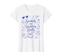 Seashells and Wedding Bells Bridesmaid Bachelorette Party Camiseta gráfica económica, Mujer, Blanco, M