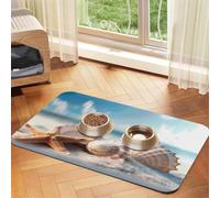 Seashells Beach Sand - Alfombrilla de alimentación para mascotas, 40 x 60 | Alfombrilla de alimentación absorbente para perros y gatos, parte trasera de goma antideslizante, fácil de limpiar