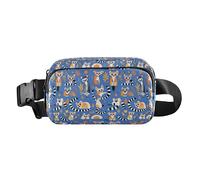 Seashells - Bolsa cruzada con diferentes formas y estrellas de mar para mujer y hombre, para entrenamiento, correr, senderismo, Lémures Madagascar en patrón azul, 1 Size