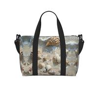 Seashells - Bolsa deportiva versátil con estampado de arena, compañero para tus viajes y rutinas de fitness, color negro, talla única, Black, Talla única