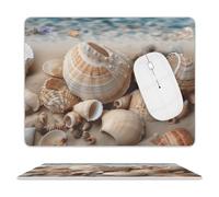 Seashells by The Seashore - Alfombrilla de mouse con textura premium, bordes cosidos, resistente al agua, para jugadores, oficina y hogar, alfombrilla cuadrada para mouse, superficie resistente a