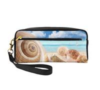 Seashells by The Seashore - Bolsa de cosméticos pequeña, portátil, bonita bolsa de maquillaje para mujer, bolsa organizadora de brochas de maquillaje, NEGRO, One Size, Bolsa de maquillaje