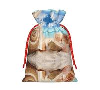 Seashells By The Seashore - Bolsa resistente con cordón, perfecta para regalos, viajes y uso diario con etiquetas de regalo de papel kraft