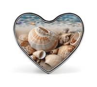 Seashells by The Seashore - Broche de corazón para mujeres y hombres, accesorios de joyería de moda para sombreros, bolsos, chaquetas, abrigos, regalos de día