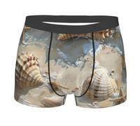 Seashells - Calzoncillos tipo bóxer suaves con estampado de arena para hombre, ajuste elástico, cómodo, casual, deportes, uso diario, Negro, XXL