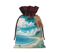 Seashells On The Beach - 1 bolsa de regalo de Navidad con cordón de 8.3 x 11.8 pulgadas, para regalar en fiestas de vacaciones