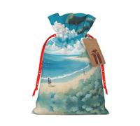 Seashells On The Beach - Bolsa pequeña con cordón para regalos, bolsa de regalo reutilizable, para regalos de vacaciones y fiestas