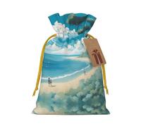 Seashells On The Beach - Bolsa pequeña con cordón para regalos, bolsa de regalo reutilizable, para regalos de vacaciones y fiestas