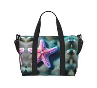 Seashells Starfish - Bolsa de gimnasio grande de 16 pulgadas, ligera, bolsa de lona para viajes, deportes, bolsa de hospital para mamá, Black, Talla única