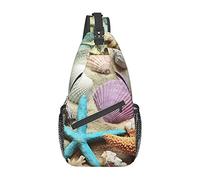 Seashells Starfish Men's Sling Backpack, Travel Hiking Day Bag Crossbody Shoulder Bag.