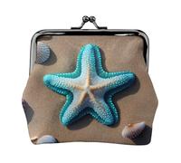 Seashells Starfish on Beach - Cartera de piel sintética de microfibra impresa con cierre de beso para organizar el cambio de llaves del lápiz labial