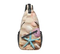 Seashells Starfish Sunset Beach Crossbody Bag, Sling Chest Cross Body Bag para Hombres y Mujeres, Utilizado para el Ocio y los Viajes