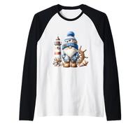 Seaside Boat Captain GNOME For Men with Lighthouse At Ocean Camiseta Manga Raglan