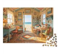 Seaside Cabin Jigsaw Puzzles 1000 Pieces Recycled Paper Cozy Coastal House Adult Jigsaws Desarrolla la Inteligencia de los Niños Juego Educativo para Family 70x50cm/1000pcs