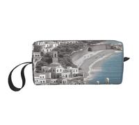 Seaside City - Bolsas de cosméticos para mujer, bolsa de maquillaje portátil, bolsa de almacenamiento de viaje, bolsa de recepción diaria, bolsa de aseo de gran capacidad, White, Talla única
