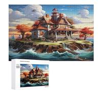 Seaside Cottage Puzzle de madera infantil 1000 piezas - Juego de rompecabezas para adultos (75 × 50 cm)