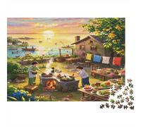 Seaside Farm House Jigsaw Jigsaw Puzzles 1000 Piezass Papel Reciclado Rural Life Scene Jigsaw Puzzle for Niños y Niñas Divertido Present & Actividad for Hogar Excelente Regalo for Child‘s Birthda...