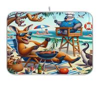 Seaside Funny Australian Animals - Tapete de cocina para secar platos, grande