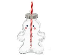 Seaside No.64 - Vasos con forma de Navidad con pajita para decoración y bebida favorita - Vasos con pajita para llamar la atención en tu pizarra (figura de pan de jengibre)