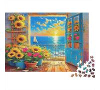 Seaside Scenery Adult Jigsaw Puzzle Sunflower Room Sea View Educational Game Decompression for Adults Teens Home Decor 38x26cm 1000pcs