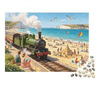 Seaside Steam Train 1000 Piece Puzzle Recycled Sunny Beach Senior Puzzle Accesorios para Juego de Fiesta Desarrolla la Inteligencia de los Niños Educational Fun 70x50cm/1000pcs