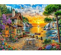 Seaside Sunsets Cottages - Puzzle de 2.000 piezas para adultos - 2.000 piezas - Rompecabezas difíciles - Juguetes de relajación para adultos