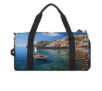 Seaside Town - Bolsa de gimnasio ligera, bolsa de viaje con compartimento para zapatos, bolsa de gimnasio para mujer, para pasar la noche, fin de semana, yoga, gimnasio, viajes de negocios, deportes y