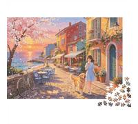 Seaside Village Puzzle for Adults 1000Pc Recyclable Paper Mediterranean Town Puzzle Juego Padre-Hijo Props Developing Boy & Girl‘s Inteligencia Toy 70x50cm/1000pcs