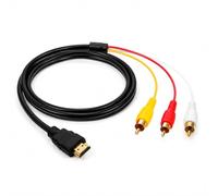 SEASJHBAY 1 cable adaptador HDMI a 3RCA de 1,5 m, cable HDMI a RCA AV de 1,5 metros para set Top Box, receptor, TV, proyector, reproductor multimedia HD, adaptador RCA para TV con 3 x RCA Audio Video