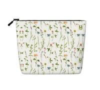 Season - Bolsa de maquillaje de una sola capa con estampado de acuarelas de hierbas y flores, para viajes de negocios, bolsa de maquillaje con cremallera para mujer, gran capacidad, Negro -, Talla