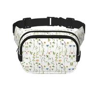 Season Watercolors of Herbs Flowers Print Men and Women Square Double Layer Waist Bag Workout Crossbody Travel Waist Bag, Negro -, Talla única