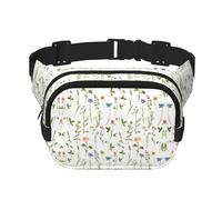 Season Watercolors of Herbs Flowers Print Versátil Square Double Layer Waist Bag Trendy for Men and Women Daily Use Bag, Negro -, Talla única