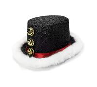 Seasonal Christmas Hat - Santa Headwear for Holiday Cosplay | Felt with White Fluff and Bell, Wide Brim Hat for Women Men Family New Year Celebration Gathering Party Winter