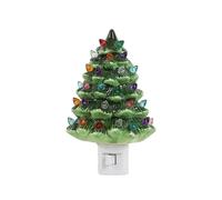 Seasonal Christmas Tree Resin Night Light Providing Soft Warm Illumination for Tabletop or Shelf Decorative Purposes