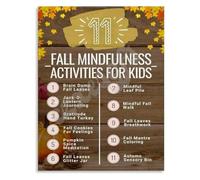 Seasonal Mindfulness Activities for Children Poster Kids Calming Wall Art Canvas Print Fall Autumn Decor for Bedroom Living Room(Framed,16x24inch(40x60cm))