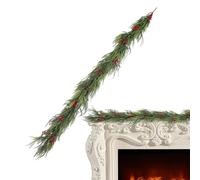 Seasonal Pine Wreath - Artificial Berry Garland for Holiday Celebration | PP Material with Realistic Red Fruit, Reusable Christmas Rattan, Wall, Window, Indoor and Outdoor Party Decor