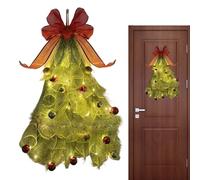 Seasonal Swag Garland - Christmas Pine Decor for Gathering | Handmade LED Glow with Simple Craft, Artificial Bow Accent, Outdoor Mantel Porch Centerpiece, Farmhouse Fireplace Door Cabinet Kitchen