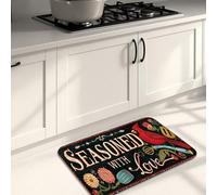 Seasoned with Love - Alfombras de cocina, diseño floral colorido, alfombras decorativas, suaves, acolchadas, antideslizantes, para suelo de cocina y lavandería, 16 x 24 pulgadas