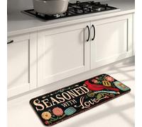 Seasoned with Love - Alfombras de cocina, diseño floral colorido, alfombras decorativas, suaves, acolchadas, antideslizantes, para suelo de cocina y lavandería, 16 x 47 pulgadas