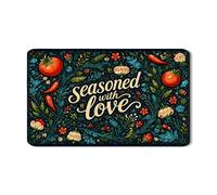 Seasoned with Love - Tapete de secado de platos para encimera de cocina, tapete de goma absorbente floral vintage, tapete de secado de piel sintética rústica para otoño, protector de barra de café, 12