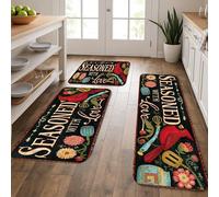 Seasoned with Love - Tapetes de cocina decorativos con diseño floral colorido, tapetes suaves acolchados antideslizantes para suelo de cocina y lavandería, 3 unidades