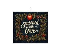 Seasoned with Love - Tapetes de secado de platos para cocina, tapete escurridor de platos absorbente floral verde oscuro vintage, almohadilla de secado de microfibra rústica otoñal de 16 x 18 pulgadas