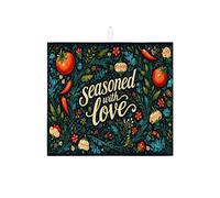 Seasoned with Love - Tapetes de secado de platos para encimera de cocina, tapete escurridor de platos absorbente floral oscuro, almohadilla de secado de microfibra rústica vintage para protector de