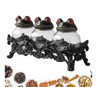 Seasoning Jars, Frog Apothecary with Lid Closure, Spices Containers for Food, Clear Glass Feature, Easy Pour Function, Kitchen Storage Tool, Fun Accessory for Home and Camping 11.81x5.91x7.09 Inches
