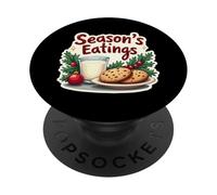 Season's Eating Divertidas Vacaciones navideñas de Leche y Galletas PopSockets PopGrip Adhesivo