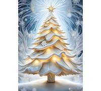 SEASONS GREETING CHRISTMAS TREE White * MINI JOURNAL DIARY NOTEBOOK 5x7 Note Card Size/Holiday Gift Tag/Winter Home Party Decor: OFFICE SCHOOL SUPPLY (Envelope Not Included)