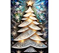 SEASONS GREETING CHRISTMAS TREE White * MINI JOURNAL DIARY NOTEBOOK 5x7 Note Card Size/Holiday Gift Tag/Winter Home Party Decor: OFFICE SCHOOL SUPPLY (Envelope Not Included)