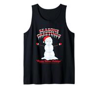 Seasons Greetings Snowman Funny Holiday Camiseta sin Mangas