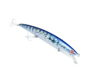 Seaspin Mommotti 180 SK - Señuelo Artificial para Pesca a Spinning, Long Jerk Minnow Slow Sinking 180 mm 29 g - BKK 4X, Lances Largos - para Predadores (Bonito)